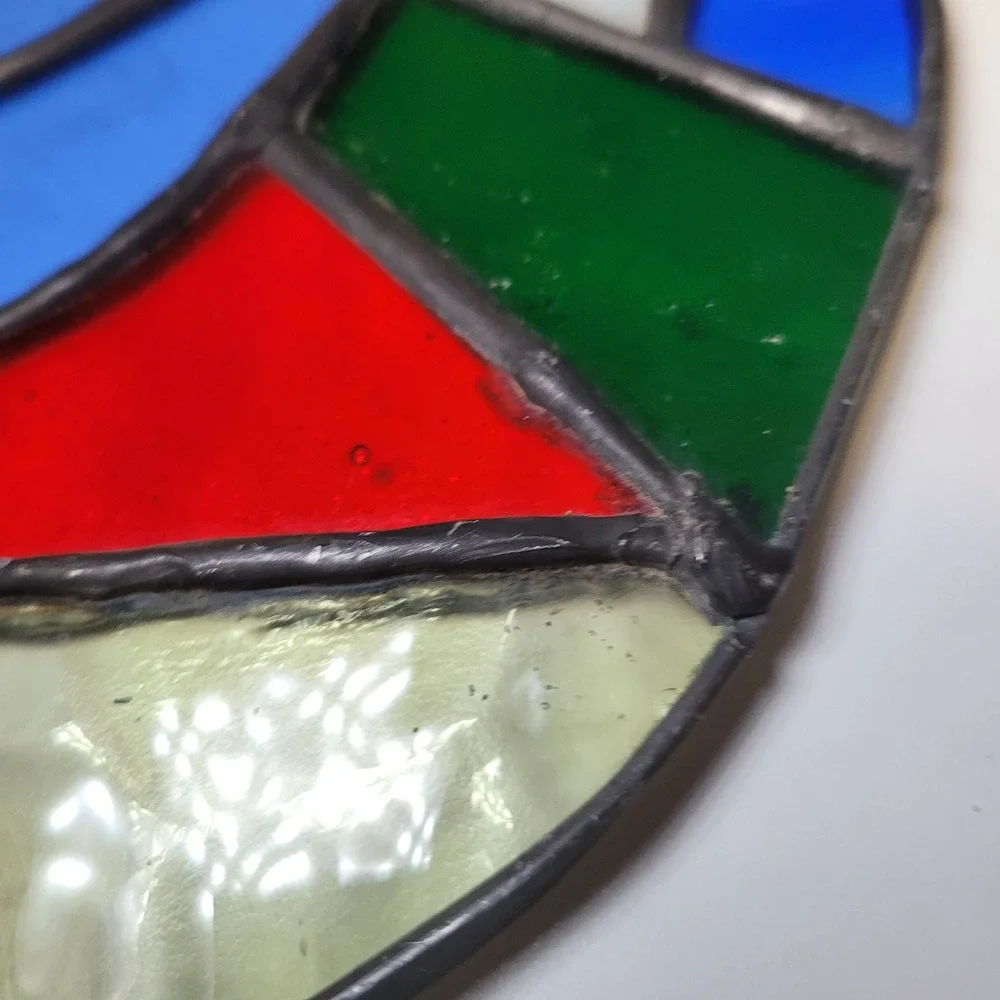 Round Stained Glass‎ Nativity Scene Wall Hanging Decor Sun Catcher Religious Art